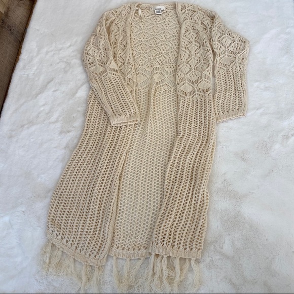 Sans Souci Sweaters - Sans Souci Boho Long Cardigan Crochet Sweater XS